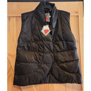 New! My Anorak Size L Black Down Puffer Vest Curved Front Snap Lagenlook